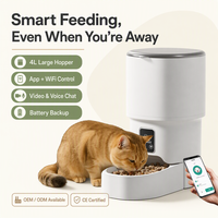 Distributeur automatique de nourriture pour animaux de compagnie WiFi Bluetooth, alimentation programmée, 4L, bol intelligent pour chat et chien, affichage numérique, batterie portable/caméra rechargeable
