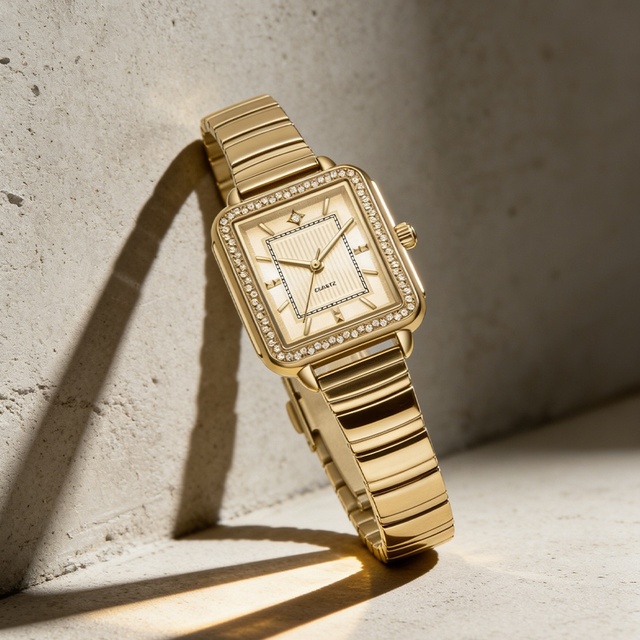 Wholesale Womens Watches Lady Latest Ladies Thin Square Elegant Rose Gold Waterproof Stainless Steel Quartz Watch for Women