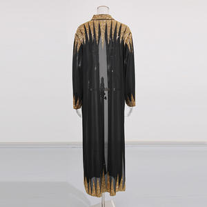 Bettergirl 2025 inverno nuovo <span class=keywords><strong>cardigan</strong></span> lungo in maglia con paillettes ricamato <span class=keywords><strong>oro</strong></span> nero - Product Image 4