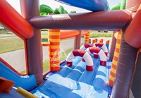 Parcours d'obstacles gonflable durable en forme de requin de 17 m, château gonflable commercial pour enfants et adultes, location pour fêtes en plein air