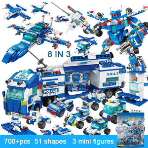 Lele Brother 700 Pezzi 8 in 3 MOC Città Stazione Camion Veicolo Robotico Mattoncini con Personaggi Poliziotto Giocattoli da Costruzione - Product Image 6
