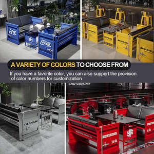 Set da <span class=keywords><strong>Bar</strong></span> in ferro battuto in metallo industriale con Design inciso, tavolo da gioco creativo per <span class=keywords><strong>Bar</strong></span>, Lounge, negozio di tè al latte - Product Image 5