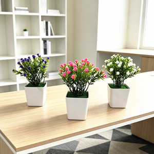 Paulon Artificial Baby's Breath <b>Potted</b> <b>Plant</b> 14cm High <b>Square</b> Pot Desk Decor Indoor Outdoor Greenery - Product Image 2