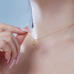 Collier Dylam Nouvelle Collection Été en Argent S925 Plaqué Or 18K avec Chaîne à Maillons et Pendentif Étoile de Mer en Zircon Cubique 5A - Product Image 3