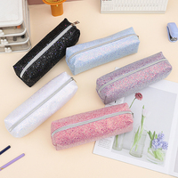 Étui à crayons de haute qualité en tissu Oxford uni, adapté aux étudiants, promotionnel, avec fermeture éclair