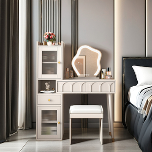 크림 윈드 드레서 침실 모던 미니멀 소형 가정용 그물 레드 수납 캐비닛 나이트 스탠드 화장대 책상 일체형 - Product Image 5