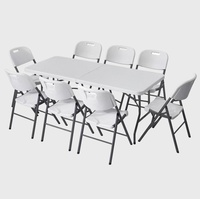 Location de table et chaises pliantes en métal et plastique blanc de 6 pieds de haute qualité pour événements de jardin