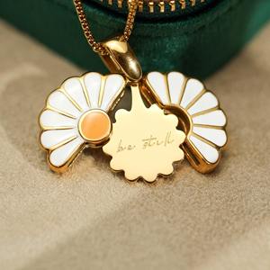 Custom Engraved Name Open <strong>Locket</strong> Daisy Flower Pendant Stainless Steel Choker Necklace Sunflower Necklaces for Women <strong>Men</strong> - Product Image 4