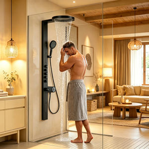 Cabezales de Ducha de Lluvia de Latón de Lujo, Sistema de Ducha Contemporáneo Negro para Baños, Ideal para Hoteles - Product Image 1