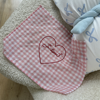 Essuie-tout en coton brodé cœur, motif à carreaux lavé, pour cuisine, café, photographie culinaire, décoration, serviette de table