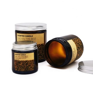 Brown <strong>Amber</strong> Color Personalise Labels Glass <strong>Candle</strong> <strong>Jar</strong>/<strong>candle</strong> Container with Metal Lid - Product Image 6