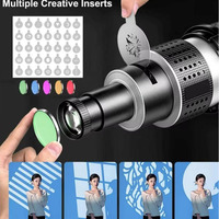 Kit d'éclairage de studio photo pour artiste vidéo avec lentille conique, 25 gobo, projecteur optique, caméras pour la photographie