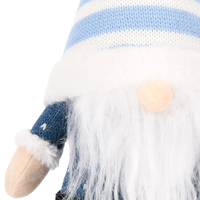 Poupée Gnome de Noël en peluche à rayures bleues avec manteau flocon de neige et boucle de ceinture pour la décoration d'étagère sur le thème du pays des merveilles hivernales