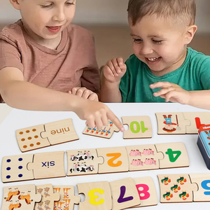 Children's Wooden <b>Box</b> Digital Enlightenment Pairing Animal Food Puzzle Board Early Education Math <b>Toys</b> for Boys Girls Ages 3-7 - Product Image 4