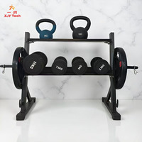 Support robuste pour haltères avec rangement pour kettlebells et barres, organisateur d'équipement de fitness en acier pour salle de sport commerciale ou à domicile
