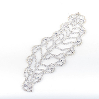 Hoge Kwaliteit Shiny Fether-Vorm Crystal Lijfje Strass Applique Voor Avondjurk