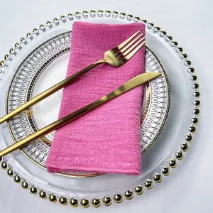 Cena di nozze traspirante cotone organico tovagliolo di lino rosa polverosa tovaglioli di lusso tovaglioli per ristorante