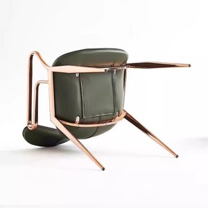 Silla de Cuero Verde de Lujo Personalizada, Silla Comercial Vintage con Reposabrazos Metálicos <span class=keywords><strong>para</strong></span> Hotel, Restaurante, Bar, Cafetería - Product Image 5
