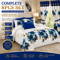 Ensemble de draps de lit sur mesure 8 pièces 14 pouces à poches profondes avec rideaux, drap plat et drap-housse en coton taille King pour la maison