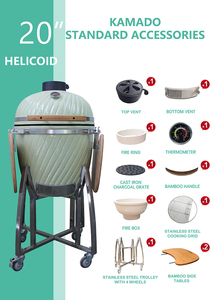 Parrilla Kamado de cerámica portátil de 20 pulgadas, de Metal ahumador, barbacoa de carbón, Parrilla De carbono, <span class=keywords><strong>Asador</strong></span> De cocina De carbono para uso en <span class=keywords><strong>el</strong></span> jardín - Product Image 4
