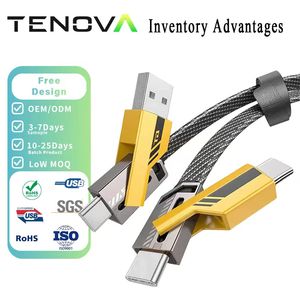 Câble de charge rapide TENOVA Factory PD 65W <span class=keywords><strong>4</strong></span> en 1, USB C, multi-synchronisation de données, cordon en nylon tressé, noyau en cuivre pur, fourniture OEM - Product Image 1