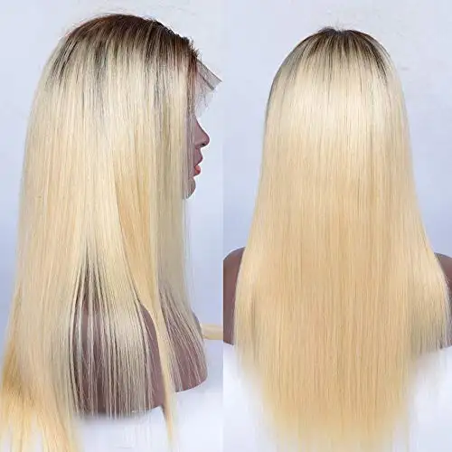 Uniky 613 Blonde Ombre Zwart Wortels Menselijk Lace Front Pruik 100% Braziliaanse Maagd Haar Body Wave Pruik Kleurrijke Kant Pruik voor Vrouwen