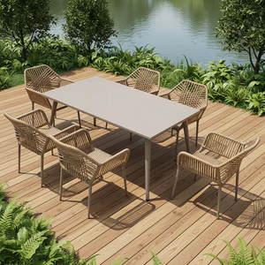 Set Tavolo e Sedie <span class=keywords><strong>da</strong></span> <span class=keywords><strong>Esterno</strong></span> in Rattan, Design Moderno, Leggero e Resistente, per Parco e Soggiorno - Product Image 1