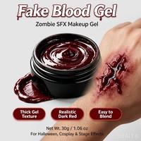 Kit de Gel Scellant au Faux Sang pour Maquillage Corporel et Facial, pour Performance Artistique Professionnelle, Thème Jour des Morts, Crâne en Sucre, Zombie, Halloween