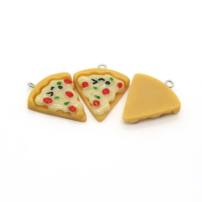 Cute Resin Triangle Pizza Food Charms Diy Cartoon Foods Keychains Earring Pendants Accessory Kawaii Women Jewelry Make