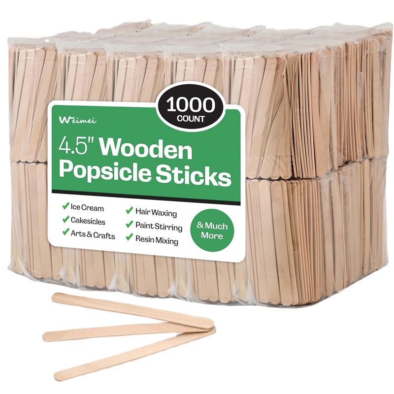 Wholesale New Style Eco Friendly Wooden Ice Cream Sticks Custom Packaging Wooden Popsicle Sticks