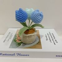 Tanaman Lily of the Valley Rajutan dalam Pot, Bunga Buatan dari Wol Buatan Tangan, Dekorasi Bunga Gradasi untuk Pernikahan, Hadiah Hari Ibu