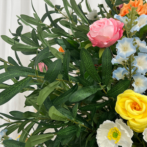 Fondo de flor de imitación de arco de flores artificiales en forma de cuerno de bosque rústico para propuestas ceremonias y escaparates - Product Image 4