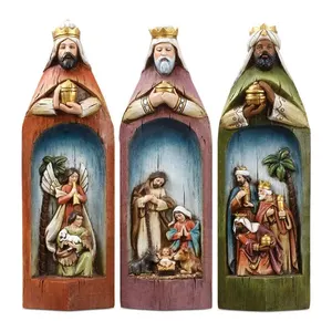 Pasen Drie Wijze Mannen Kerststal Hars Ambachtelijke Standbeeld Ornamenten Religieuze Romeinse Drie Koningen Beeldje Huis Desktop Decor Geschenk