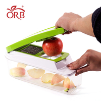 Handbediende multifunctionele groente- en fruitsnijder/hakselaar met roestvrijstalen messen, 2000ml capaciteit