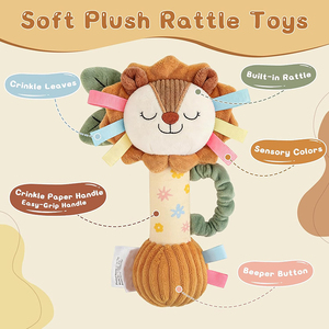 Jouet sensoriel doux et sonore en peluche <span class=keywords><strong>lion</strong></span> personnalisé de haute qualité avec hochets intégrés pour bébés de 0 à 12 mois - Product Image 3
