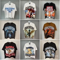 Kaos Katun Murni Berkualitas Tinggi MIXED EMOTION Retro Bermotif Rhinestone Kartun, Model Santai Kasual Musim Panas Unisex Kerah Bulat Lengan Pendek