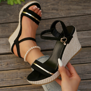 Sandalias de Plataforma con Cuña de Talla Grande para Mujer 2025, Nuevas Sandalias Romanas Casuales de Tacón Alto y Suela Gruesa, Venta al por Mayor de Verano - Product Image 1