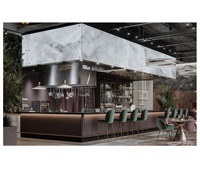 Conception de comptoir de bar moderne pour café-restaurant, ensemble de mobilier de restaurant confortable, banquette personnalisée avec table en marbre