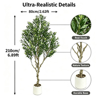 Arbre d'olivier artificiel haut de 210 cm avec pot en fausse mousse, grandes plantes artificielles pour la décoration de la maison, Pianta Verde Fleur