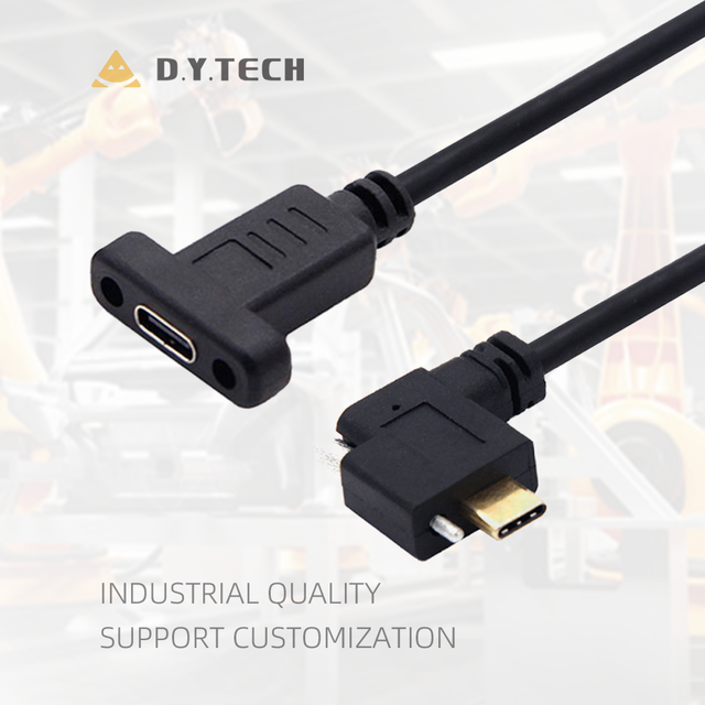 CustomizedRight Angle 10Gbps 5A/3A USB3.1 Type-C Female to USB-C Male Data With Screw Cable