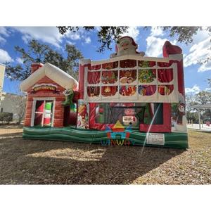 Casa de rebote inflable de PVC de Navidad Winway con diseño de chimenea de Papá Noel, Castillo de salto temático de Feliz Navidad para niños, fiesta al aire libre - Product Image 3