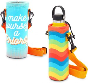 24oz/32oz Insulated Neoprene Waterproof Sling Holder Case Pouch Cover Fashionable Shoulder Carrier for <b>750ML</b> <b>Bottles</b> - Product Image 1