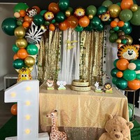 Guirlande de ballons d'animaux sauvages, kit d'arc de ballons en latex de couleur jungle pour décorations de fête safari d'anniversaire de douche de bébé