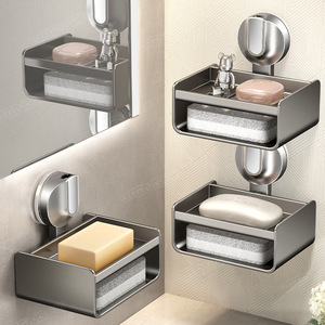 Metal Soap Dish Holder Wall Mount Rectangular Self Drain Bathroom Sink Soap Drainer - Product Image 1