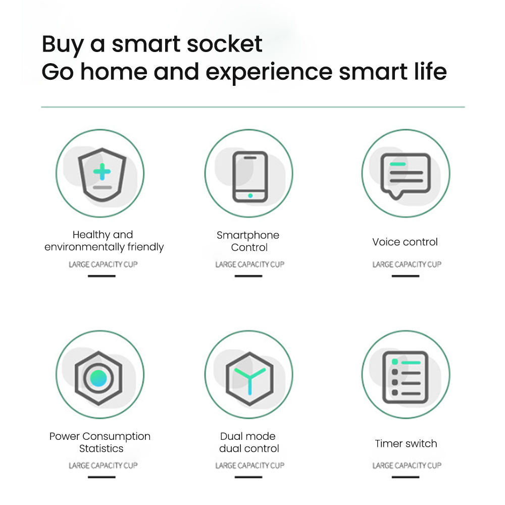 HONPNK 16A US Standard Electric Energy Monitoring Remote Control Smart Home Power Socket Adapter Wi-fi Smart Plugs Sockets