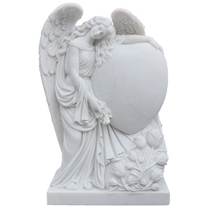 Настраиваемый погребальный камень гранит двойной Ангел сердце надгробие мрамор плач Ангел гравировка скульптура надгробная плита - Product Image 5