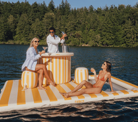 Tente flottante gonflable DWF en PVC, canapé, plate-forme flottante pour bar d'eau, quai, île géante pour la baignade, île gonflable avec auvent