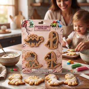 Lot de 4 emporte-pièces et tampons à <span class=keywords><strong>biscuits</strong></span> mignons en forme de dinosaures, moules à <span class=keywords><strong>biscuits</strong></span> en plastique moulé par injection de qualité alimentaire pour la pâtisserie et le bricolage des enfants - Product Image 1