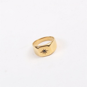Anillo de Acero Inoxidable con Diamantes de Moda, Anillo de Estrella del Norte Chapado en Oro de 18k - Product Image 5