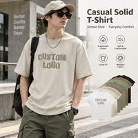 Kaos Pria 260gsm Katun Murni Premium Tebal Bernapas, Kerah Bulat Lengan Pendek Oversize Streetwear Musim Panas Polos